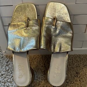 Franco Sarto Metallic Gold Slide Sandals